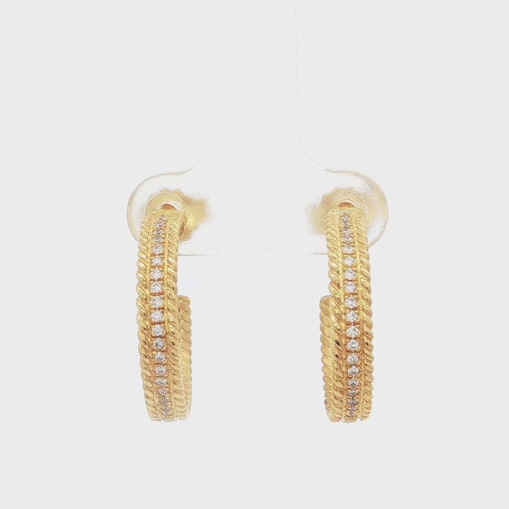 Diamond Half Hoop Earrings with Rope Detail - MDG6732