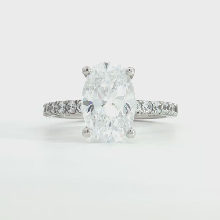 Three-Quarter Way Set Pave Diamond Engagement Ring