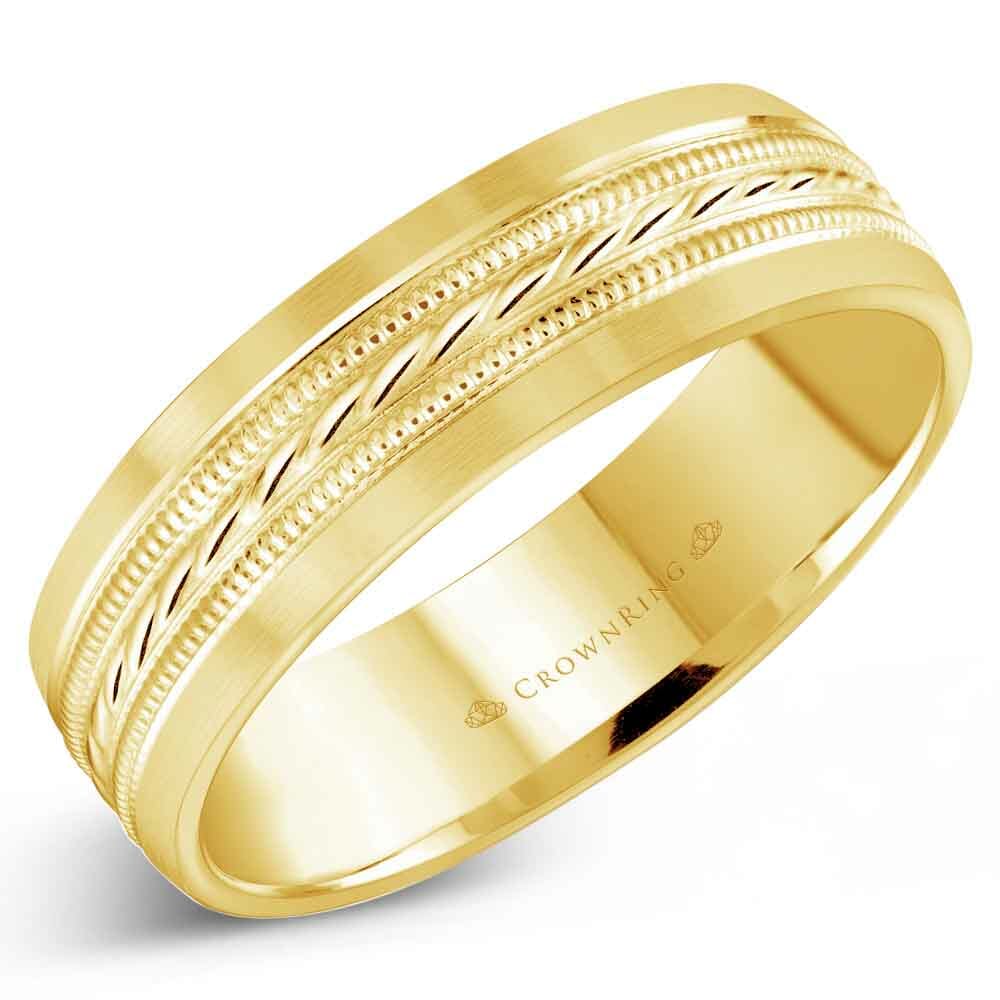 Men's Carved Wedding Band - Crown Ring Collection - The Diamond Guys